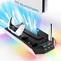 PS5 Cooling Station Stand RGB with Dual Controller Charging Station for PlayStation 5 Console, PS5 Accessories Incl. Controller Charger, Cooling Fan, Headset Holder, 3 USB Hub