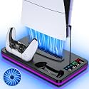 for PS5/PS5 Slim Stand and Cooling Station with Controller Charging Station
