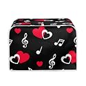 PsesayskyToaster Covers Red Heart with Music Notes Decorative Bread Toaster Cover Compatible with Most 4 Slice Toasters Dust Proof Fingerprint Covers
