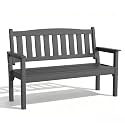 Psilvam 3-Person Poly Lumber Outdoor Bench Weatherproof, 800 Lbs, Grey
