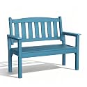 Psilvam 3-Person Poly Lumber Outdoor Bench Weatherproof, 800 Lbs, Blue