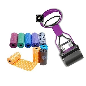 psk pet mart 1134 inch small scooper  6 waste bag roll portable handle cleaning pickup clip poop scoop for small dogs amp puppies color may vary small scooper  6 poop roll bag