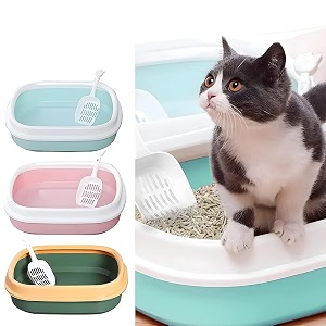 psk pet mart cat litter tray with free scooper suitable for all cat breeds amp kittens colour may vary