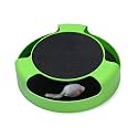 PSK PET MART- Catch The Mouse Cat Scratcher Interactive Toy with a Running Mice and a Scratching Pad for Cats & Kittens (Green, Catch The Mouse)