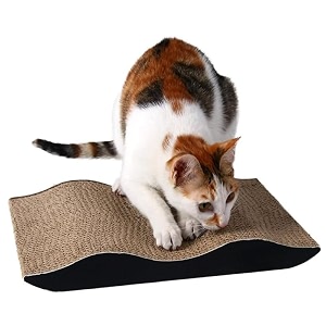 psk pet mart corrugated cardboard reversible cat scratcher  premium scratch texture design with 100 chemical free catnip recyclable toy for catkittenpuppypack of 1 brown mb10-new