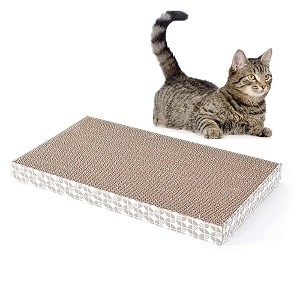 psk pet mart corrugated cardboard reversible cat scratcher  premium scratch texture design with 100 chemical free catnip recyclable toy for catkittenpuppypack of 1 brown mb08