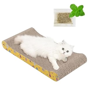 psk pet mart corrugated cardboard reversible cat scratcher  premium scratch texture design with 100 chemical free catnip recyclable toy for catkittenpuppypack of 1 brown mb03
