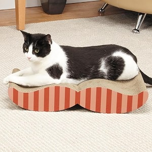 psk pet mart corrugated cardboard reversible cat scratcher  premium scratch texture design with 100 chemical free catnip recyclable toy for catkittenpuppypack of 1 brown mb13