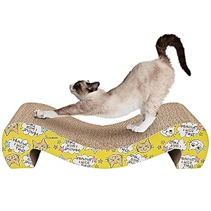 psk pet mart corrugated cardboard reversible cat scratcher  premium scratch texture design with 100 chemical free catnip recyclable toy for catkittenpuppypack of 1 brown mb07