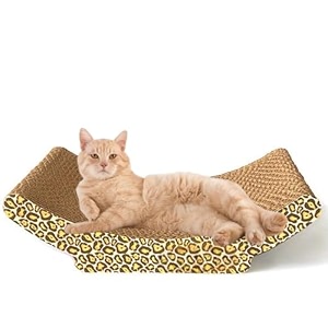 psk pet mart corrugated cardboard reversible cat scratcher  premium scratch texture design with 100 chemical free catnip recyclable toy for catkittenpuppypack of 1 brown mb04