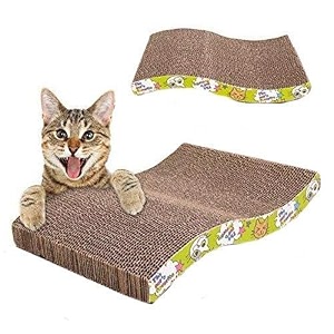 psk pet mart corrugated cardboard reversible cat scratcher  premium scratch texture design with 100 chemical free catnip recyclable toy for catkittenpuppypack of 1 brown mb05