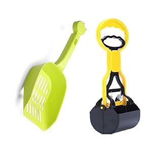 psk pet mart dog potty scooper with cat litter scoop durable for dogs and cats durable spring for easy grass and gravel pick up puppies amp small medium breed dogs color may vary