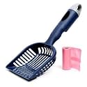 PSK PET MART One Handed Pet Litter Scoop with Poop Bag Holding Space and Cute Design Scooper for Cat/Dog/Kitten/Rabbit/Guinea Pig - Color May Vary (Cat Scooper with Poop)