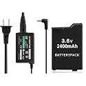 PSP Charger Bundle 3.6V 2400 mAh Battery + 5V AC Adapter for PSP 2000, 3000