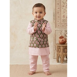 Pspeaches Boys Cotton Full Sleeves Mandarin Collar