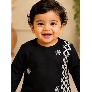 Pspeaches Boys Silk Full Sleeves Round Neck