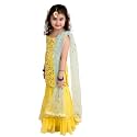 Pspeaches Girls Ethnic Yellow Embroidered Georgette Sleeveless