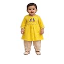 PSPEACHES Girls Cotton Sleeveless Round Neck Booti Print Kurta With Dhoti Pant 2 Piece Set|Ethnic Wear For Baby Girls|Traditional &amp; Festive Outfit