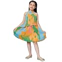 Pspeaches Girls Western Orange Georgette Sleeveless Halter
