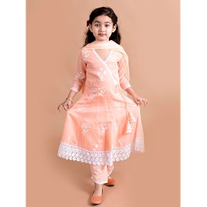 Pspeaches Girls Ethnic Peach Cotton 3 4th