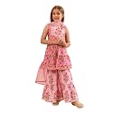 Pspeaches Girls Ethnic Pink Cotton Sleeveless Round