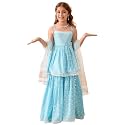 Pspeaches Girls Ethnic Sky Blue Cotton Sleeveless
