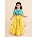 Pspeaches Girls Ethnic Turquoise Cambric Cold Shoulder