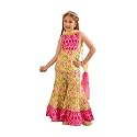 Pspeaches Girls Ethnic Yellow Cotton Sleeveless Round