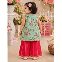 Pspeaches Girls Georgette Sleeveless Round Neck Floral