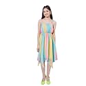 Pspeaches Girls Western Multicolor Crepe Sleeveless Shoulder