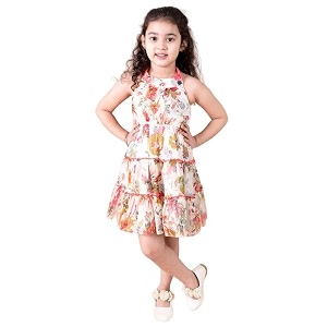 Pspeaches Girls Western White Chiffon Sleeveless Halter