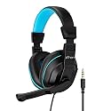 PTron Studio Lite Stereo Sound Wired Headphones, Ergonomic Over-Ear Headset for Work from Home, Adjustable Mic & Integrated Volume Control, 3.5mm Aux Jack & 1.3 Meter Tangle-Free Cord (Black & Blue)