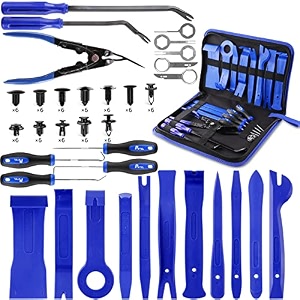 95pcs trim removal tool car panel door audio trim removal kit multiple auto clip pliers fastener remover set pry puller crowbar car upholstery terminalstereo repair blue with storage bag