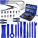 95Pcs Trim Removal Tool Car Panel Door Audio Trim Removal Kit Multiple Auto Clip Pliers Fastener Remover Set Pry Puller Crowbar Car Upholstery Terminal/Stereo Repair Blue with Storage Bag