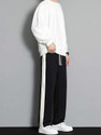 Ptvize Loose Fit Men Black White Trousers