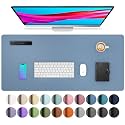 PU Leather Desk Pad Protector, Mouse Pad &amp; Blotter - Non-Slip, Waterproof Office &amp; Home Desk Mat (80cmx40cm, Denim Blue)