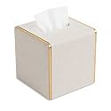 PU Leather Square Tissue Box Cover, Linen Tissue Box Holder with Magnetic Closure, Decorative Modern Cube Tissue Box for Bathroom Vanity Countertop Bedroom Office Desk (Beige)