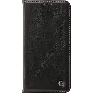 pudini apple iphone xiphone xs 58 inch leather wallet case magnet auto closer closure flip cover - black - black