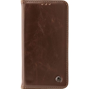 pudini apple iphone xr 61 inch leather wallet case magnet auto closer closure flip cover - brown