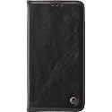 pudini® apple iphone xs max (6.5 inch) leather wallet case magnet auto closer closure flip cover - black - Black
