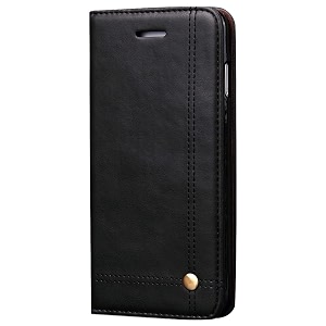pudini flip cover for apple iphone 6s  iphone 6 case pu leather auto magnet pouch closure - black