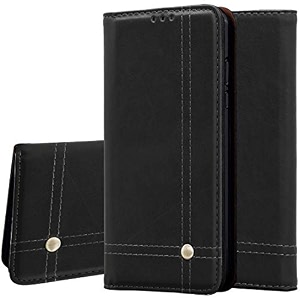 pudini flip cover for honor 9x pro case pu leather auto magnet pouch closure - black