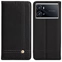 PUDINI® Flip Cover for IQOO 9 PRO Case PU Leather Auto Magnet Pouch Closure - Black