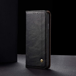 pudini flip cover for mi 10i case pu leather auto magnet pouch closure - black