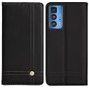 PUDINI® Flip Cover for Motorola Edge 20 PRO Case PU Leather Auto Magnet Pouch Closure - Black