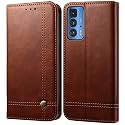 PUDINI® Flip Cover for Motorola Edge 20 PRO Case PU Leather Auto Magnet Pouch Closure - Brown