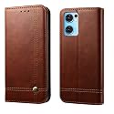 PUDINI® Flip Cover for Oppo Reno 7 5G | Oppo Reno7 5G Case PU Leather Auto Magnet Pouch Closure - Brown