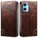 PU Leather Wallet Folio Case for Oppo Reno7 5G | Oppo Reno 7 5G Flip Cover Book Design Pouch with Stand &amp; Card Slot Magnetic Push Closure - Coffee