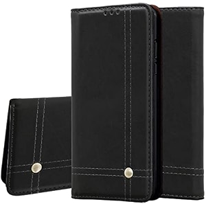 pudini flip cover for poco m3 pro 5g case pu leather auto magnet pouch closure - black