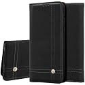 PUDINI® Flip Cover for Redmi Note 8 Case PU Leather Auto Magnet Pouch Closure - Black